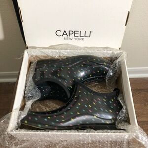 Capelli New York Slip-On Bootie Jelly Shoes Size 10 Shiny Multi Dots Ladies